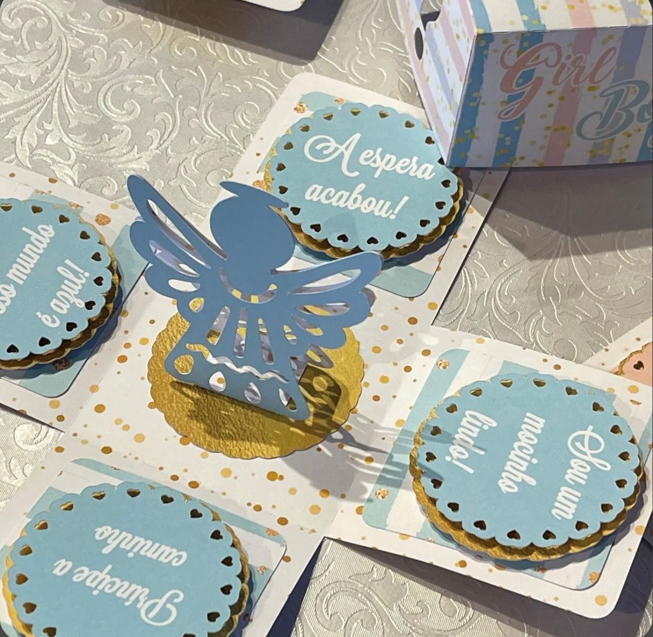 Papelaria personalizada Caixa Revelação de sexo do bebê - Imagem 4