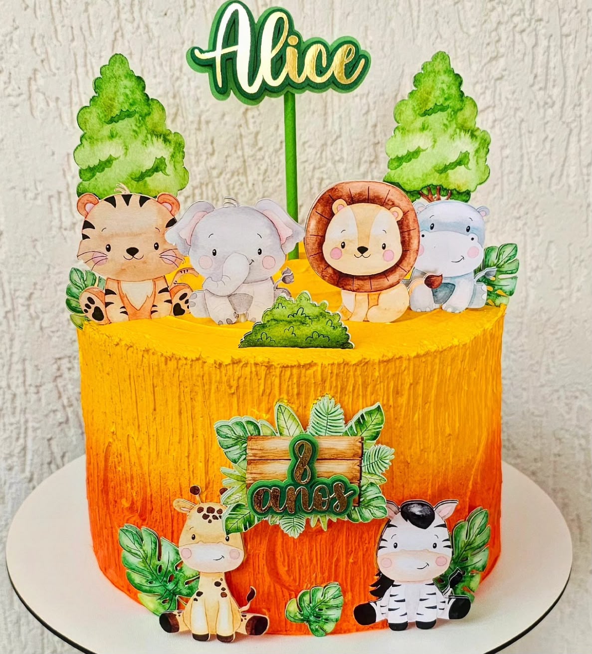 Topo de Bolo Personalizado | Safari Aquarela | Luxo