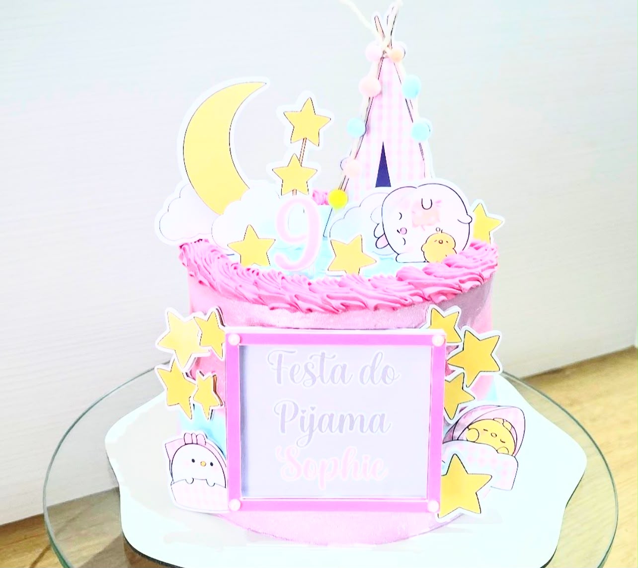 Topo de Bolo Personalizado | Festa do pijama | Luxo
